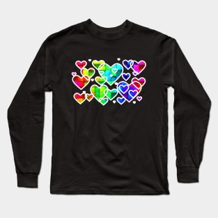 Rainbow hearts white Long Sleeve T-Shirt